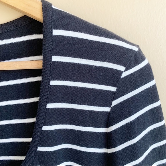 FRENCH CONNECTION black stripe jersey dress scoop neckline 3/4 sleeve RELISTED - Picture 5 of 9